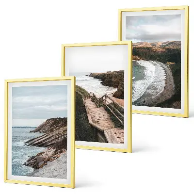 Pogledi na litice i krajolici plaže set od 3 slike u okviru