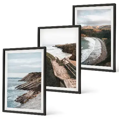 Pogledi na litice i krajolici plaže set od 3 slike u okviru