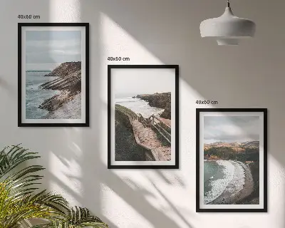 Pogledi na litice i krajolici plaže set od 3 slike u okviru