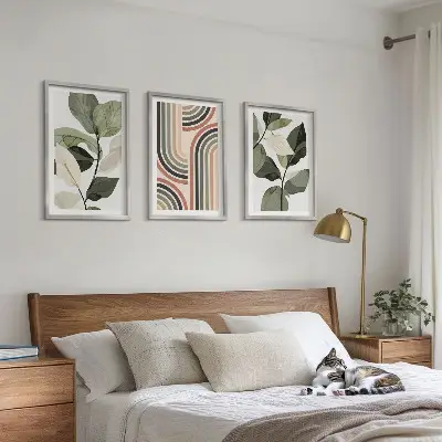 Geometrijski biljni motivi set od 3 slike u okviru