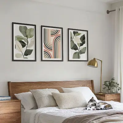 Geometrijski biljni motivi set od 3 slike u okviru
