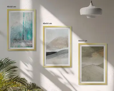 Oslikani apstraktni ukrasi triptih u okviru