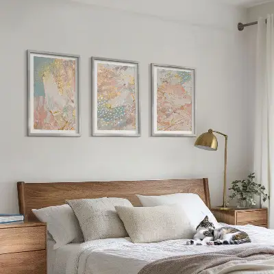 Apstraktni pastelni uzorci set od 3 slike u okviru