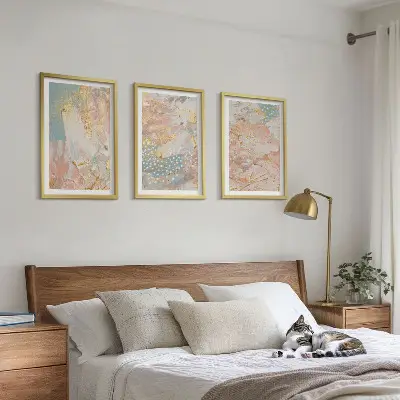 Apstraktni pastelni uzorci set od 3 slike u okviru