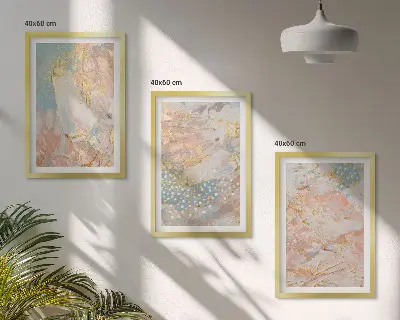 Apstraktni pastelni uzorci set od 3 slike u okviru