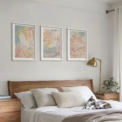 Apstraktni pastelni uzorci set od 3 slike u okviru