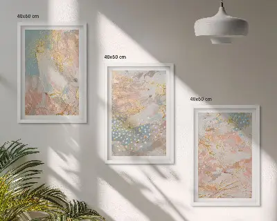 Apstraktni pastelni uzorci set od 3 slike u okviru