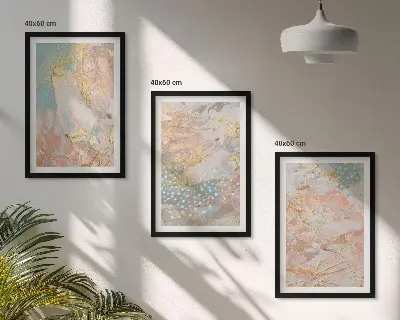 Apstraktni pastelni uzorci set od 3 slike u okviru