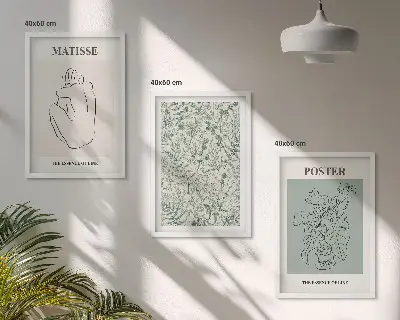Zidna galerija s motivima linija, biljnim uzorcima i minimalizma