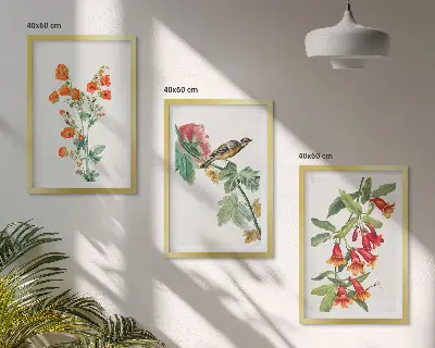 Zidna galerija oslikano cvijeće i ptice