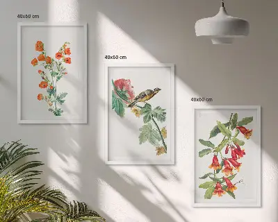 Zidna galerija oslikano cvijeće i ptice