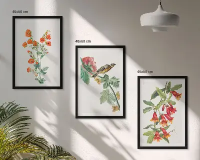 Zidna galerija oslikano cvijeće i ptice