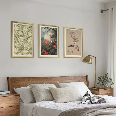 Set 3 slike s motivom cvijeća, ptica i prirode u okviru