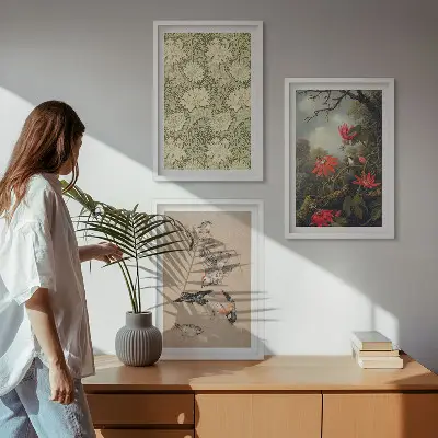Set 3 slike s motivom cvijeća, ptica i prirode u okviru