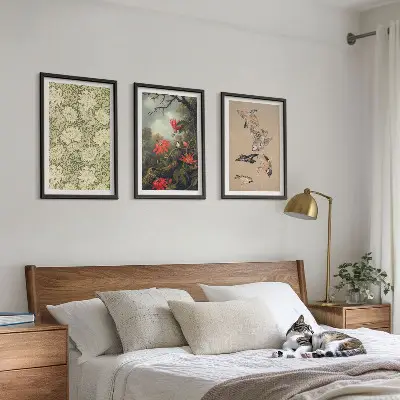 Set 3 slike s motivom cvijeća, ptica i prirode u okviru