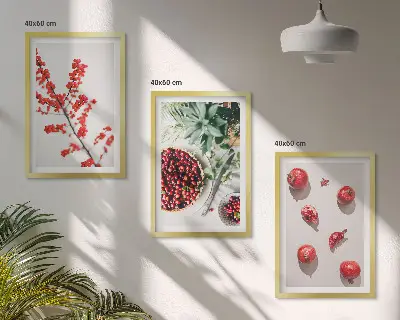 Zidna galerija minimalizam s motivom crvenih plodova biljaka