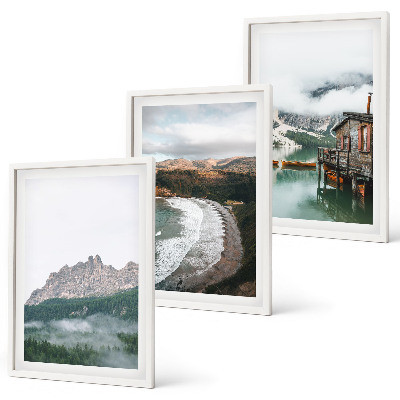 Set 3 slike u okviru Drvena kuća na planinskim plažama