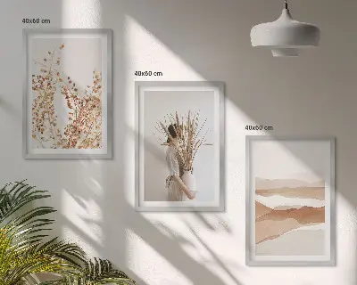 Triptih Rustikalni boho cvjetni motivi u okviru