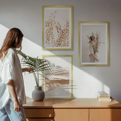 Triptih Rustikalni boho cvjetni motivi u okviru