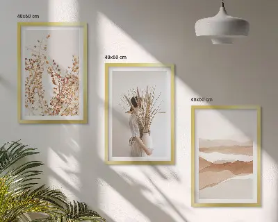 Triptih Rustikalni boho cvjetni motivi u okviru