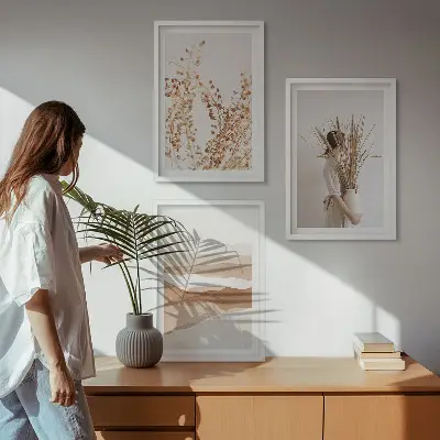 Triptih Rustikalni boho cvjetni motivi u okviru