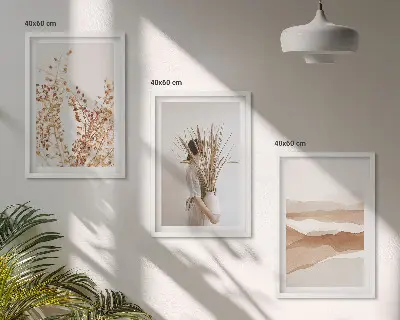 Triptih Rustikalni boho cvjetni motivi u okviru