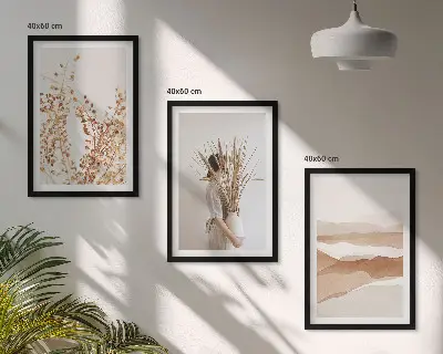 Triptih Rustikalni boho cvjetni motivi u okviru