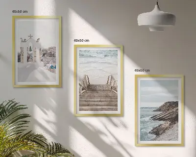 Morska arhitektura Santorinija triptih u okviru