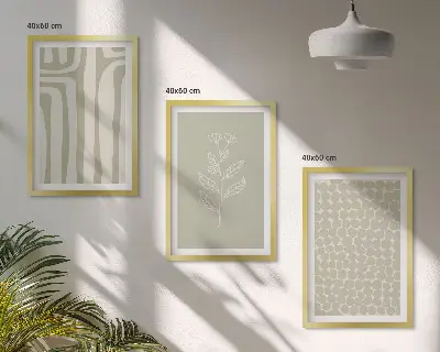 Geometrijski uzorci biljaka triptih u okviru