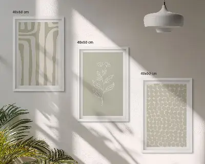 Geometrijski uzorci biljaka triptih u okviru