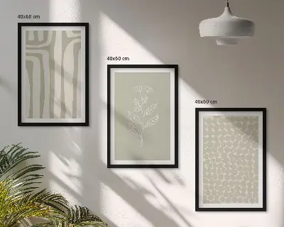 Geometrijski uzorci biljaka triptih u okviru