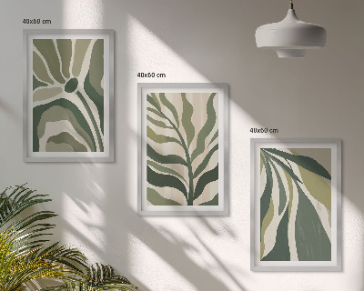 Set 3 slike u okviru Ilustracije oslikanog zelenog lišća