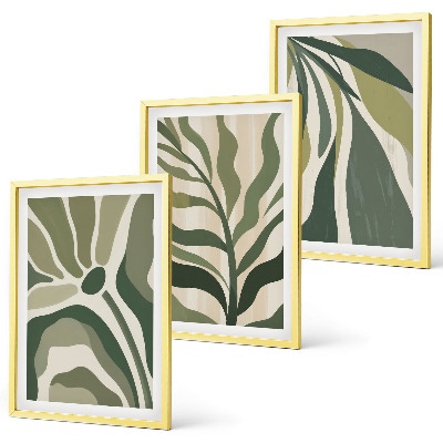 Set 3 slike u okviru Ilustracije oslikanog zelenog lišća