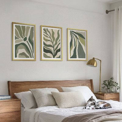 Set 3 slike u okviru Ilustracije oslikanog zelenog lišća