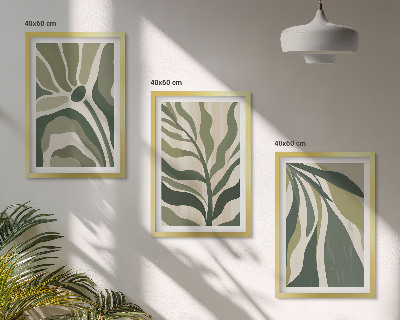 Set 3 slike u okviru Ilustracije oslikanog zelenog lišća