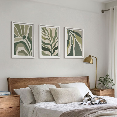 Set 3 slike u okviru Ilustracije oslikanog zelenog lišća