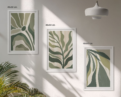 Set 3 slike u okviru Ilustracije oslikanog zelenog lišća