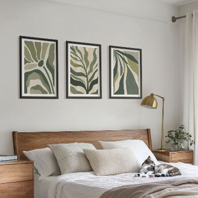 Set 3 slike u okviru Ilustracije oslikanog zelenog lišća