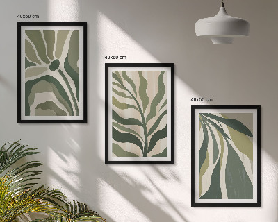 Set 3 slike u okviru Ilustracije oslikanog zelenog lišća