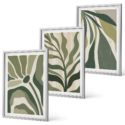 Set 3 slike u okviru Ilustracije oslikanog zelenog lišća