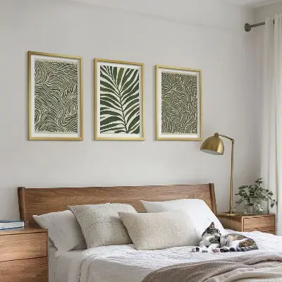 Set od 3 slike u okviru motivi s valovitim uzorcima lišća