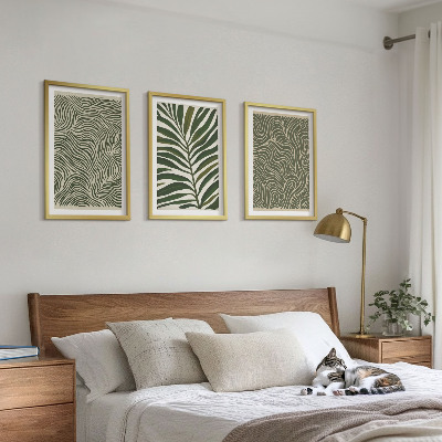 Set 3 slike u okviru Valoviti uzorci lišća