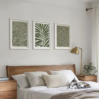Set od 3 slike u okviru motivi s valovitim uzorcima lišća