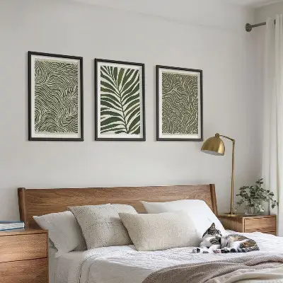 Set od 3 slike u okviru motivi s valovitim uzorcima lišća