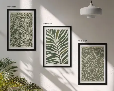 Set od 3 slike u okviru motivi s valovitim uzorcima lišća