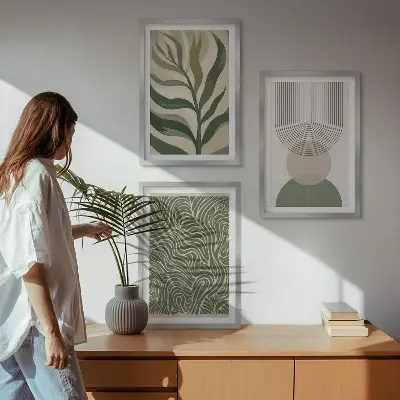 Geometrijski oblici lišća triptih u okviru