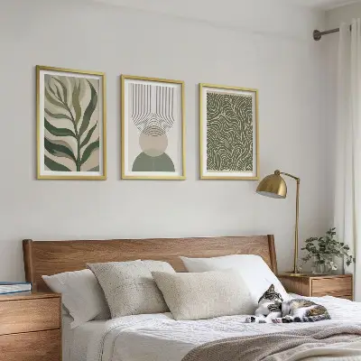 Geometrijski oblici lišća triptih u okviru