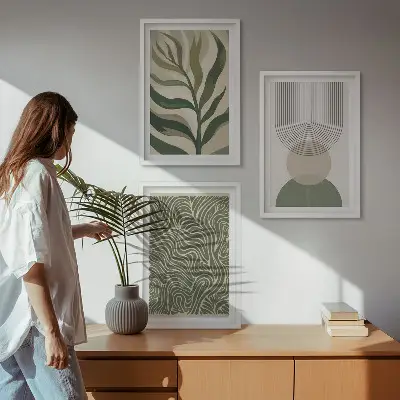 Geometrijski oblici lišća triptih u okviru