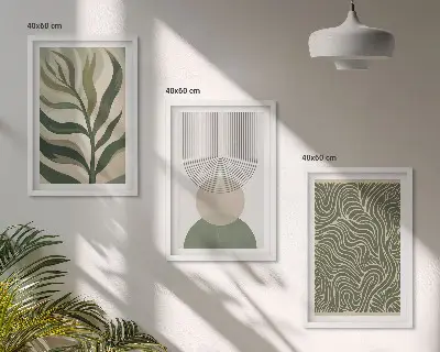 Geometrijski oblici lišća triptih u okviru