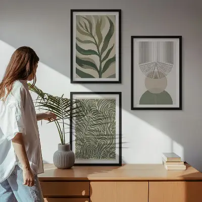 Geometrijski oblici lišća triptih u okviru